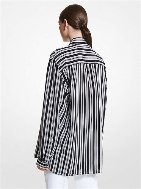 Striped Organic Silk Crepe De Chine Blouse 